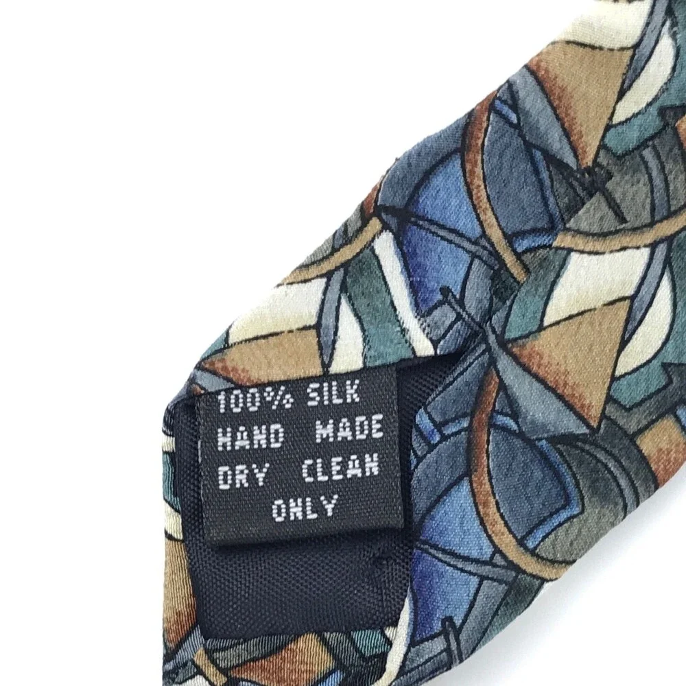 J.Garcia Men's 100% Silk Handmade Abstract Rustic Multi-Color Necktie Tie 56